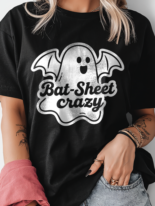 Bat Sheet Crazy Ghost Womens WUNDERLAND Backyard Dept Halloween Booteek Short Sleeve Tee