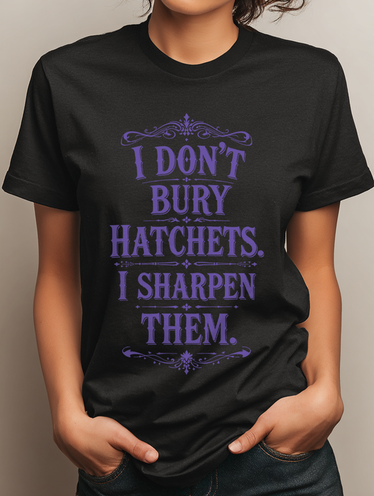 I Don't Bury Hatchets Womens WUNDERLAND Backyard Dept Halloween Booteek Short Sleeve Tee