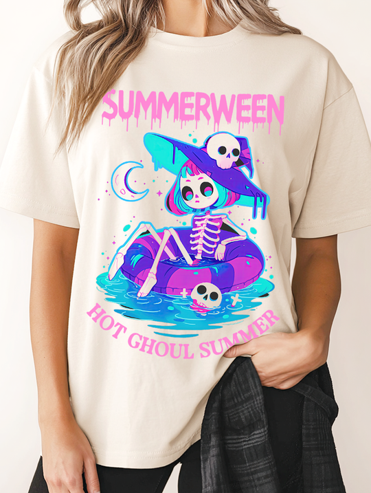 Summerween Hot Ghoul Summer Womens WUNDERLAND Backyard Dept Halloween Booteek Short Sleeve Tee