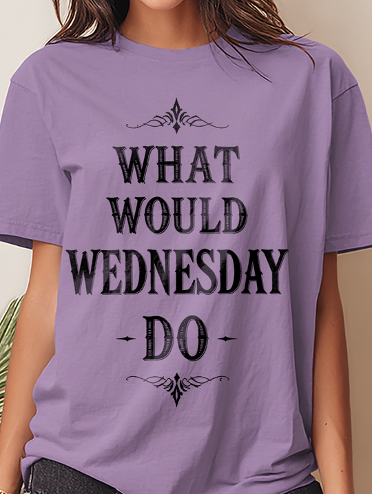 What Would Wednesday Do Womens WUNDERLAND Backyard Dept Halloween Booteek Short Sleeve Tee
