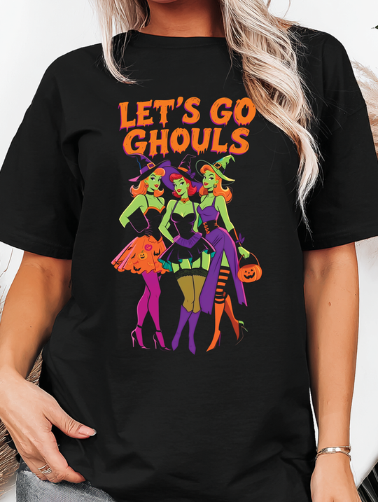 Let's Go Ghouls Womens WUNDERLAND Backyard Dept Halloween Booteek Short Sleeve Tee