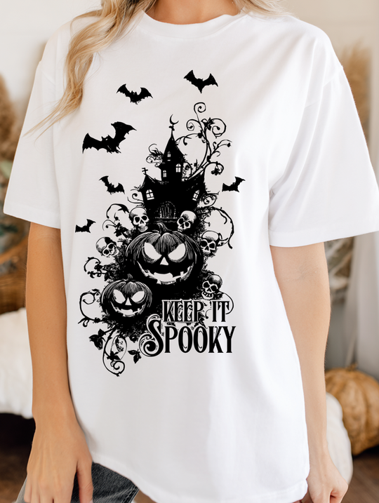 Keep It Spooky House Womens WUNDERLAND Backyard Dept Halloween Booteek Short Sleeve Tee
