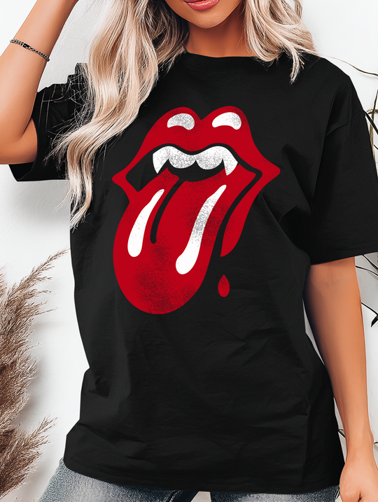 Vamp Lips Womens WUNDERLAND Backyard Dept Halloween Booteek Short Sleeve Tee