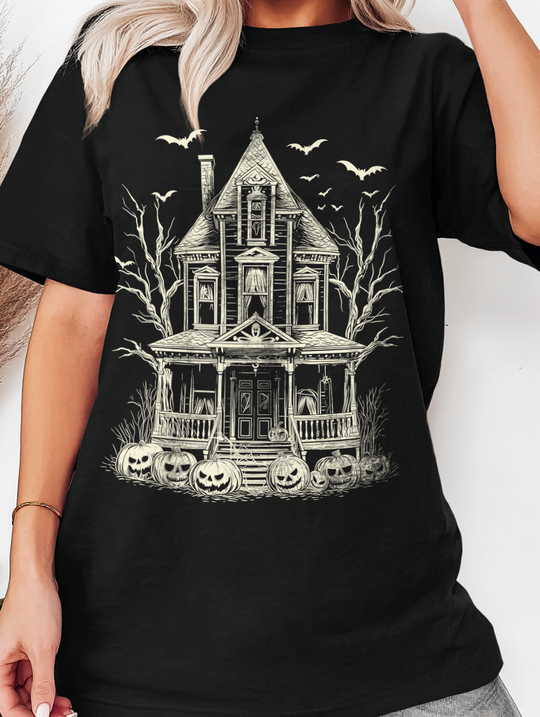 Haunted House Womens WUNDERLAND Backyard Dept Halloween Booteek Short Sleeve Tee