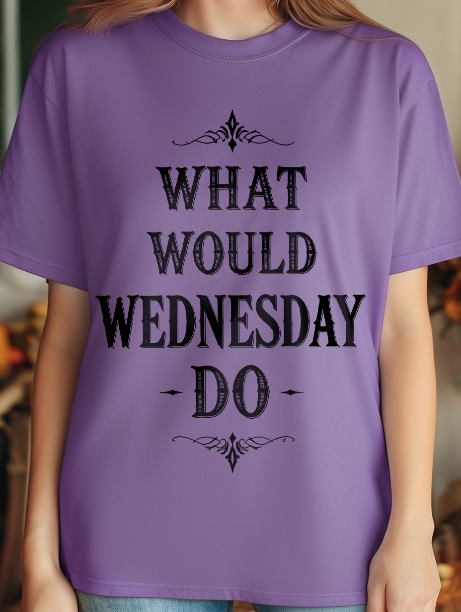 What Would Wednesday Do Womens WUNDERLAND Backyard Dept Halloween Booteek Short Sleeve Tee