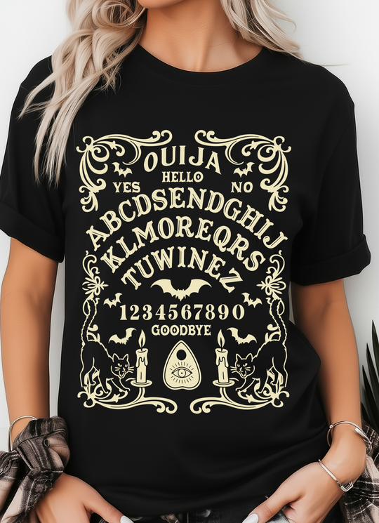 Spirit Board Message From Beyond Womens WUNDERLAND Backyard Dept Halloween Booteek Short Sleeve Tee