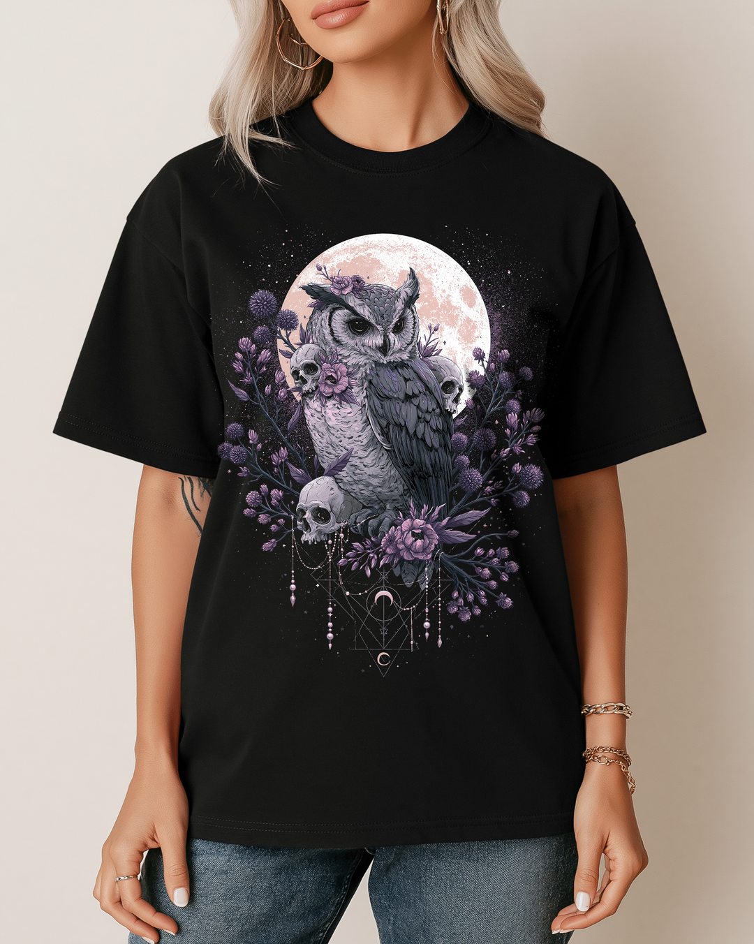 Owl &amp; Skulls Spooky Floral Moonlit Women&