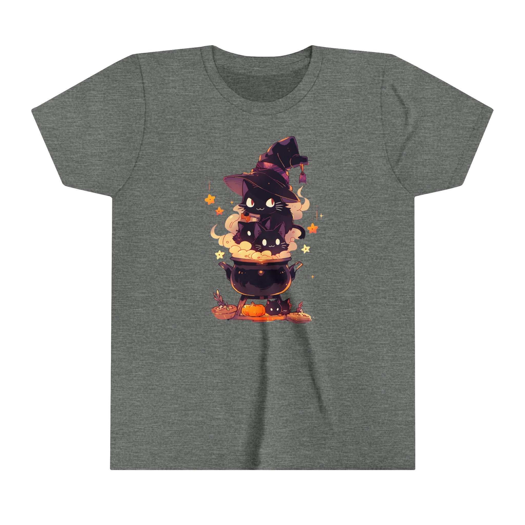 Witch Kitty Girls Halloween Short Sleeve Tee