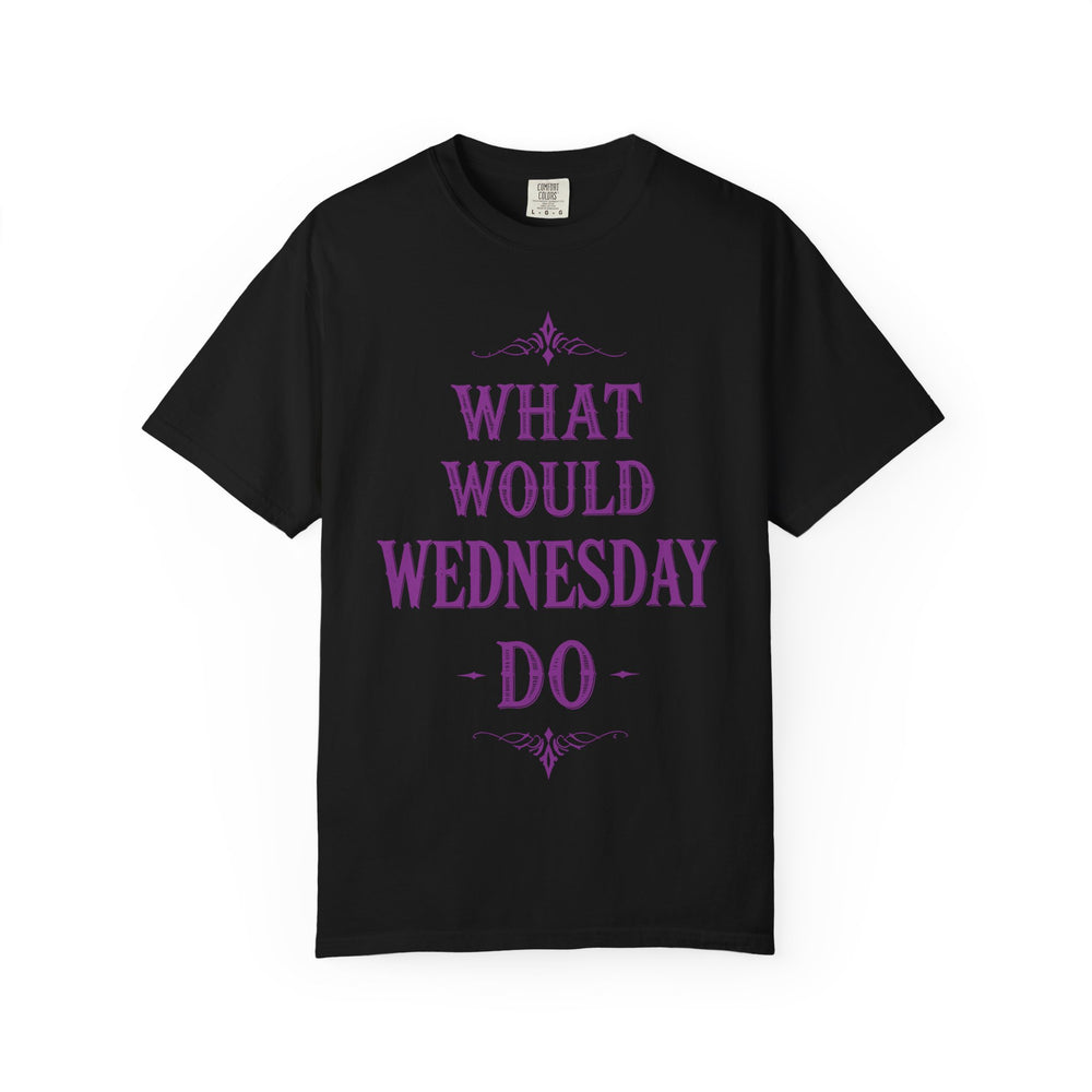 What Would Wednesday Do Womens WUNDERLAND Backyard Dept Halloween Booteek Short Sleeve Tee