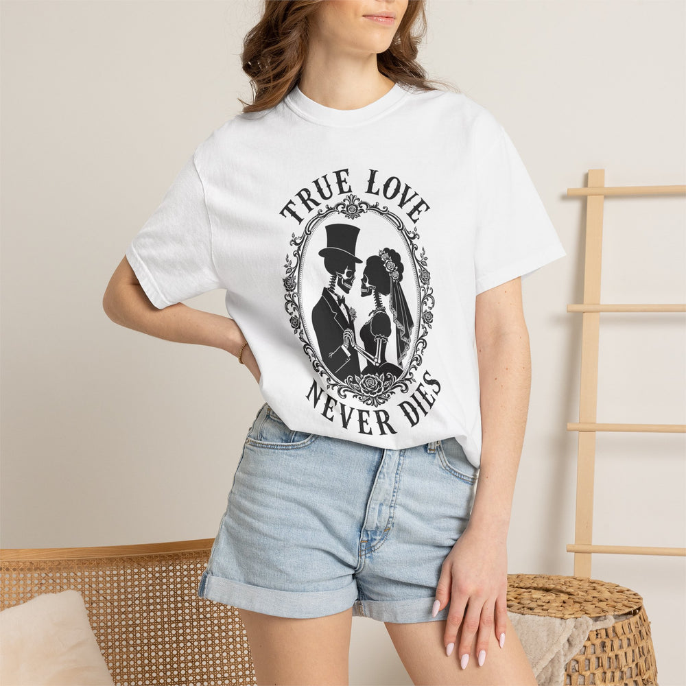 True Love Never Dies Skeleton Silhouettes Womens WUNDERLAND Halloween Booteek Short Sleeve Tee
