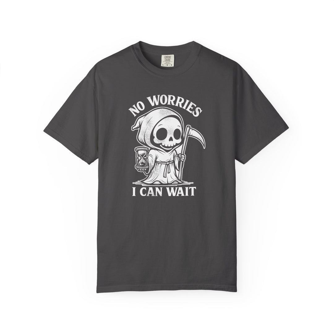 No Worries I Can Wait Grim Reaper Mens WUNDERLAND Halloween Booteek Short Sleeve Tee