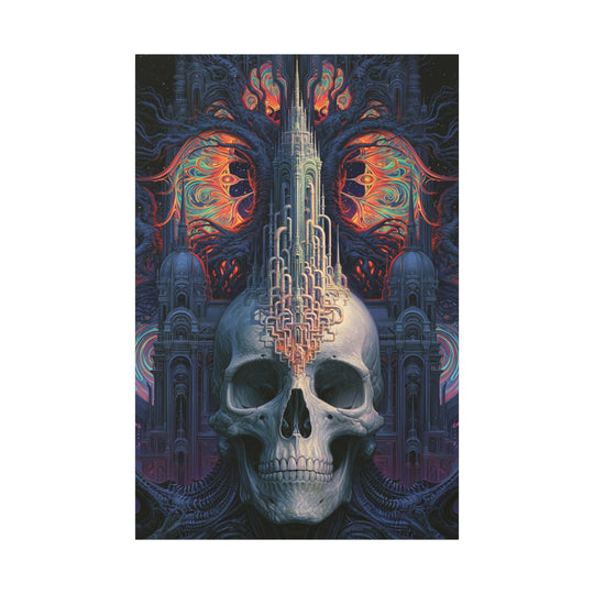 Sci Fi Psychedelic Skull Canvas Wall Art