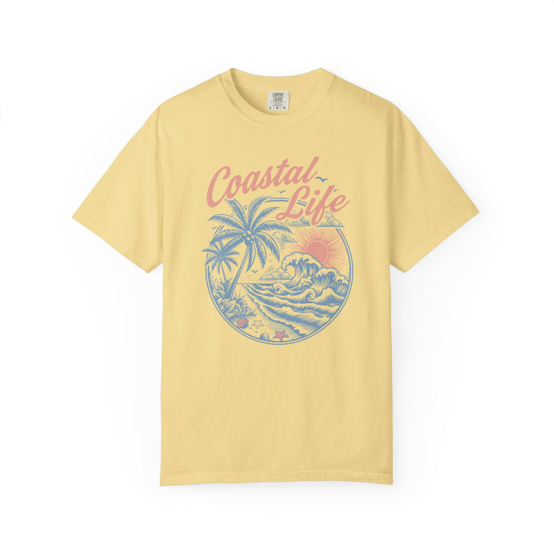 Coastal Life Tropical Surf Beach Womens L'Atomique Relaxed Fit Comfort Colors Graphic Tee