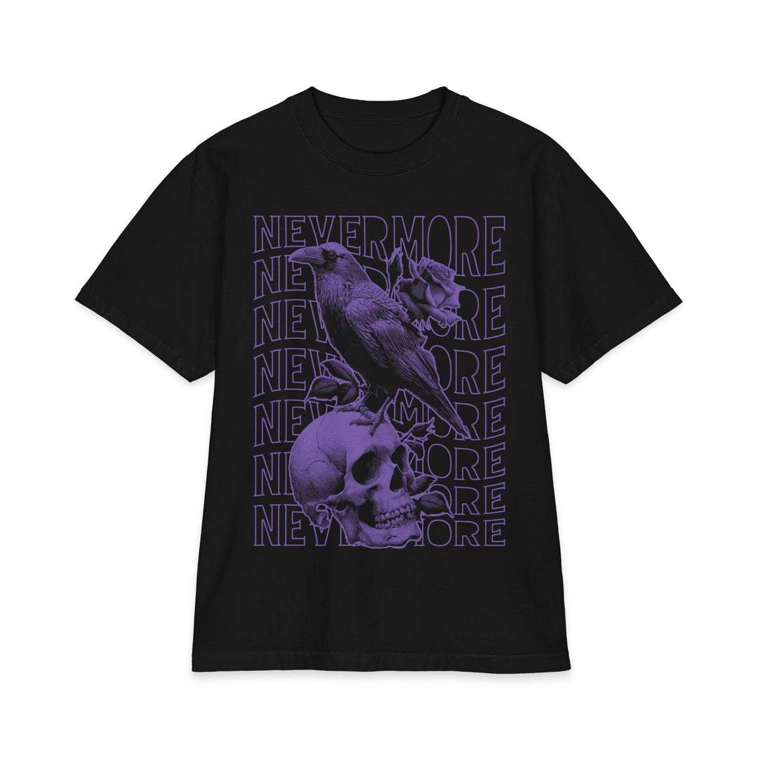 Nevermore Raven Skull Heavyweight Boxy Fit Halloween Tee