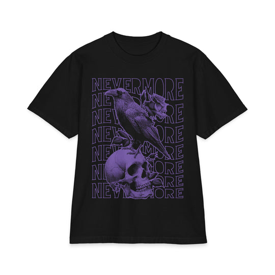 Nevermore Raven Skull Heavyweight Boxy Fit Halloween Tee