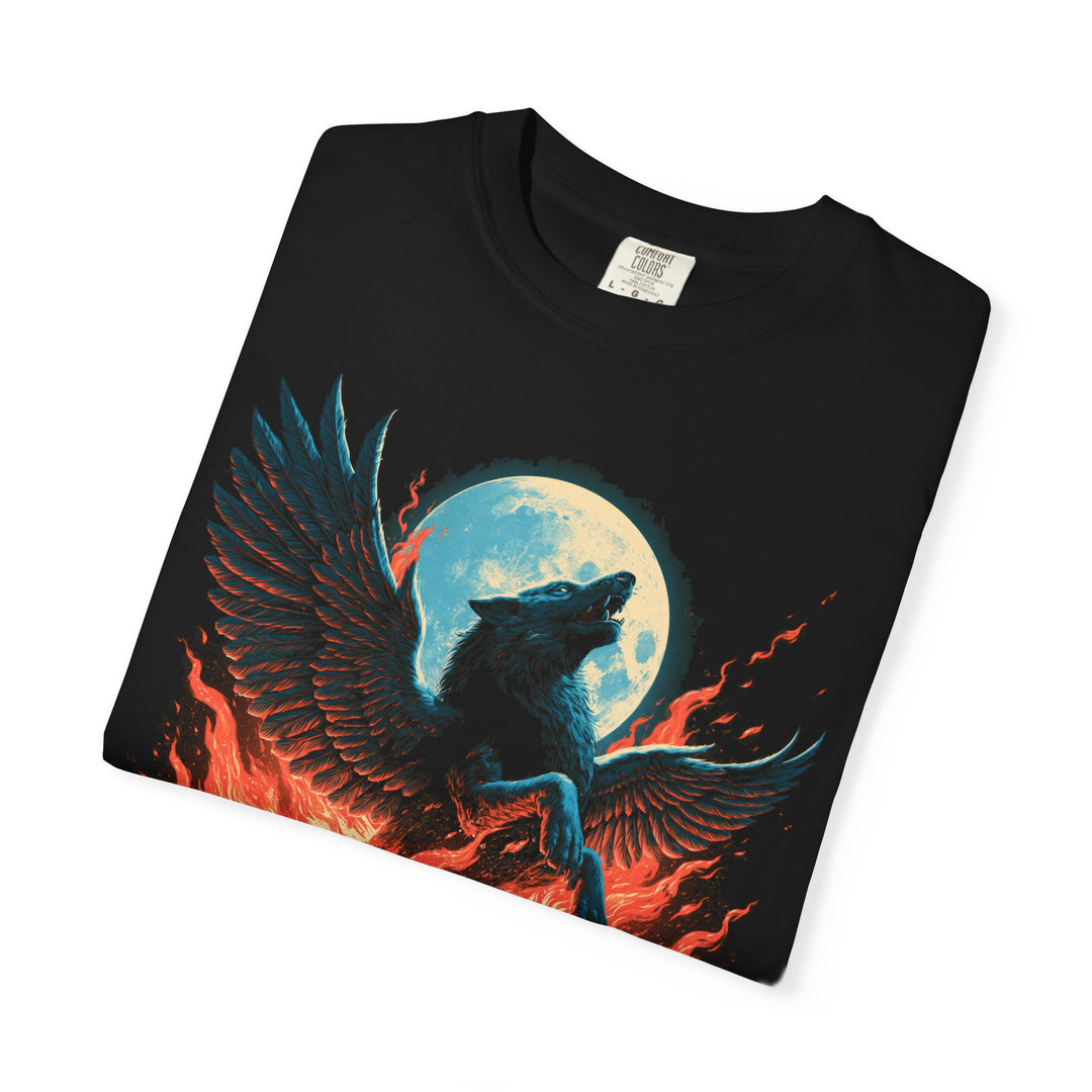 Wings of Victory Phoenix &amp; Wolf Moon Mens WUNDERLAND Vibes Short Sleeve Tee