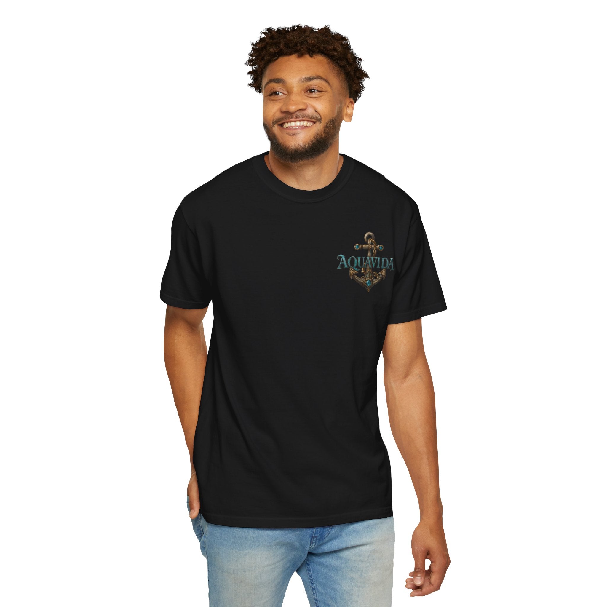 Captain Pirate Skull Mens AQUA VIDA Short Sleeve Tee