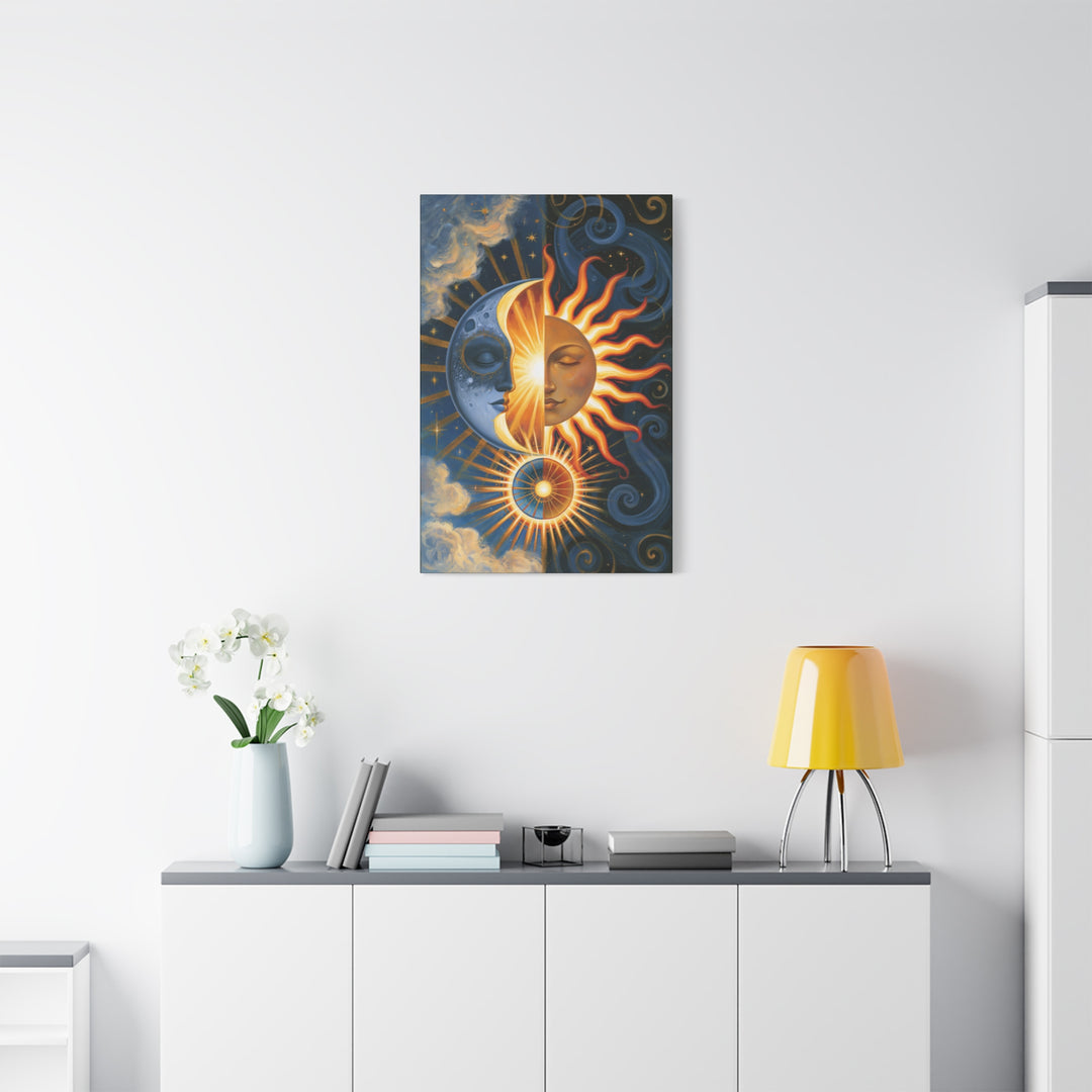 Celestial Sleeping Sun And Moon Canvas Wall Art