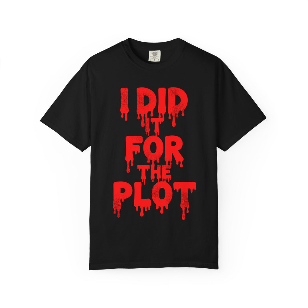 I Did It For The Plot Mens WUNDERLAND Backyard Dept Halloween Booteek Short Sleeve Tee