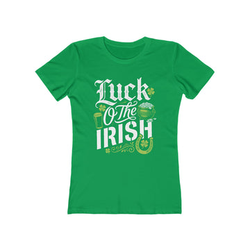 Luck Of The Irish St. Patrick's Day Womens Graphic Boyfriend Short Sleeve tee
