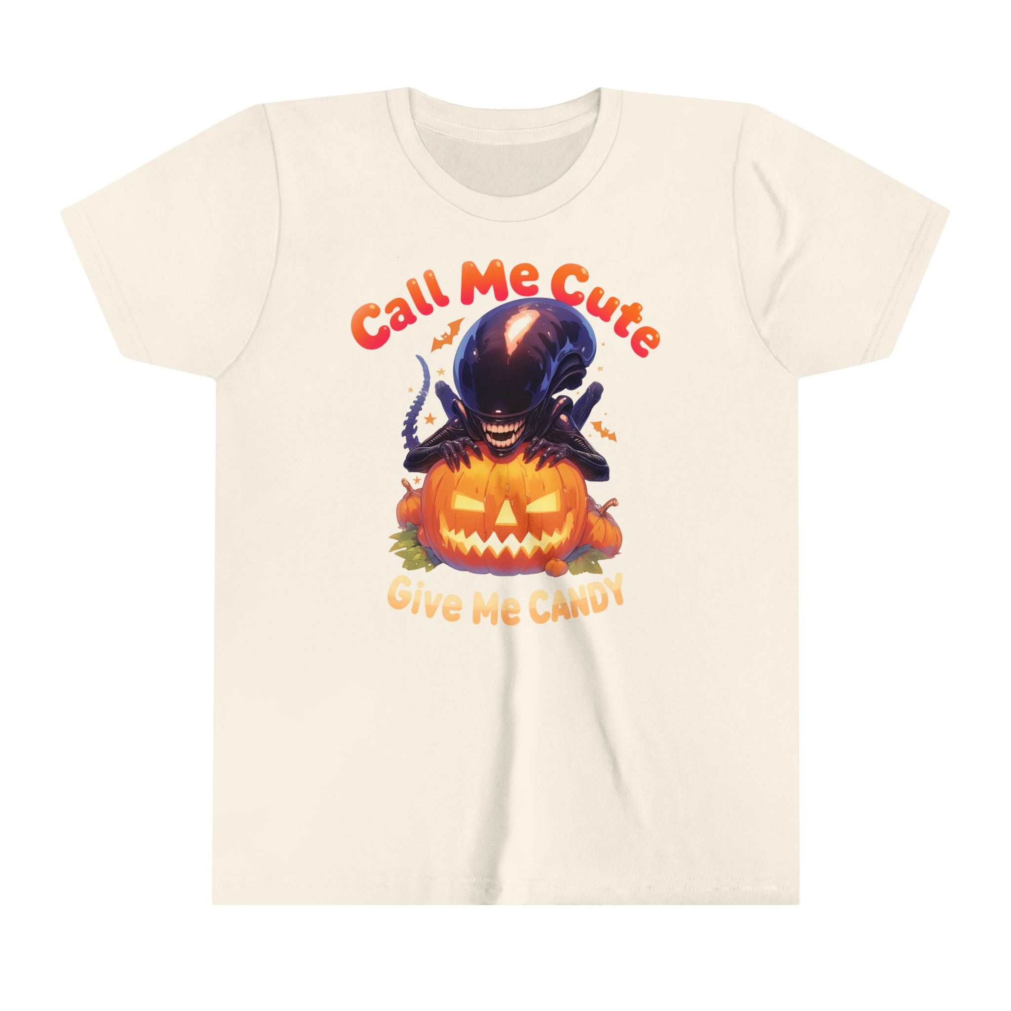 Call Me Cute Give Me Candy Girls Halloween Short Sleeve Tee