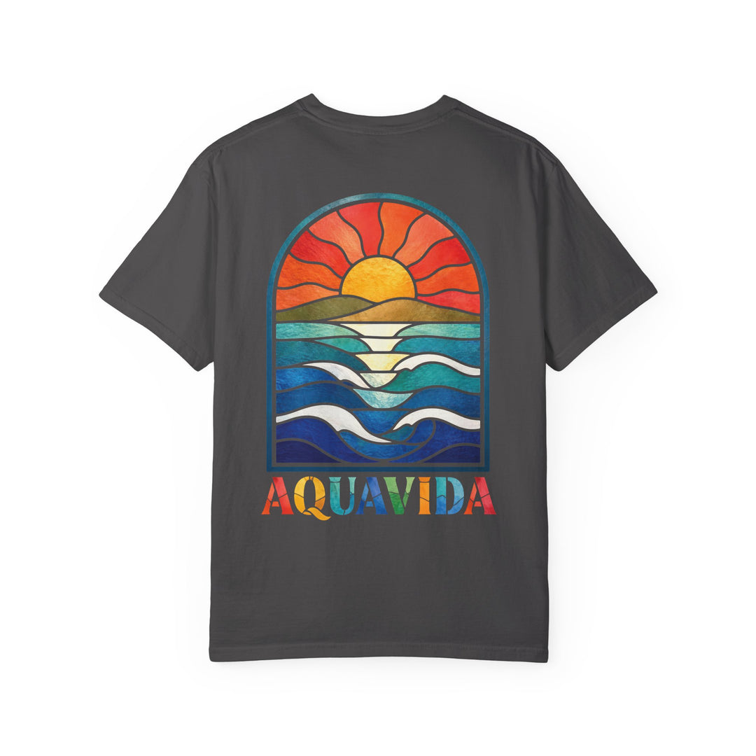 Sunset Waves Stained Glass Mens AQUA VIDA Short Sleeve Tee
