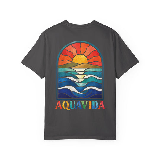 Sunset Waves Stained Glass Mens AQUA VIDA Short Sleeve Tee