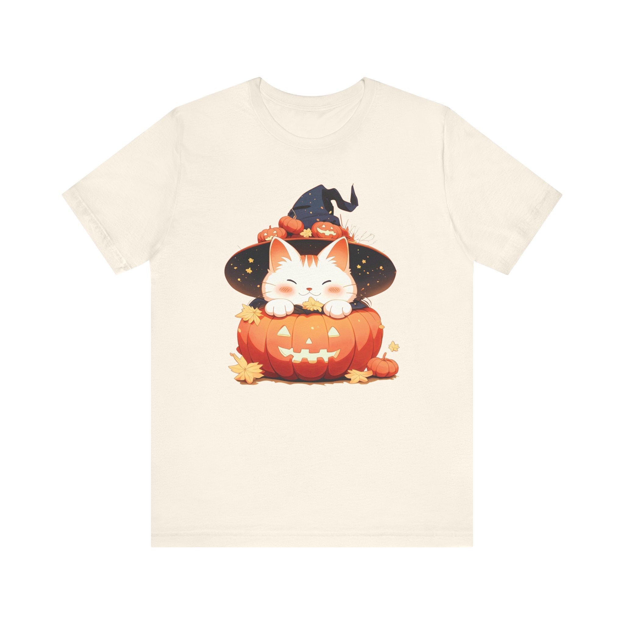 Cute Kitty Pumpkin Witch Womens Halloween Booteek Jersey Short Sleeve Tee