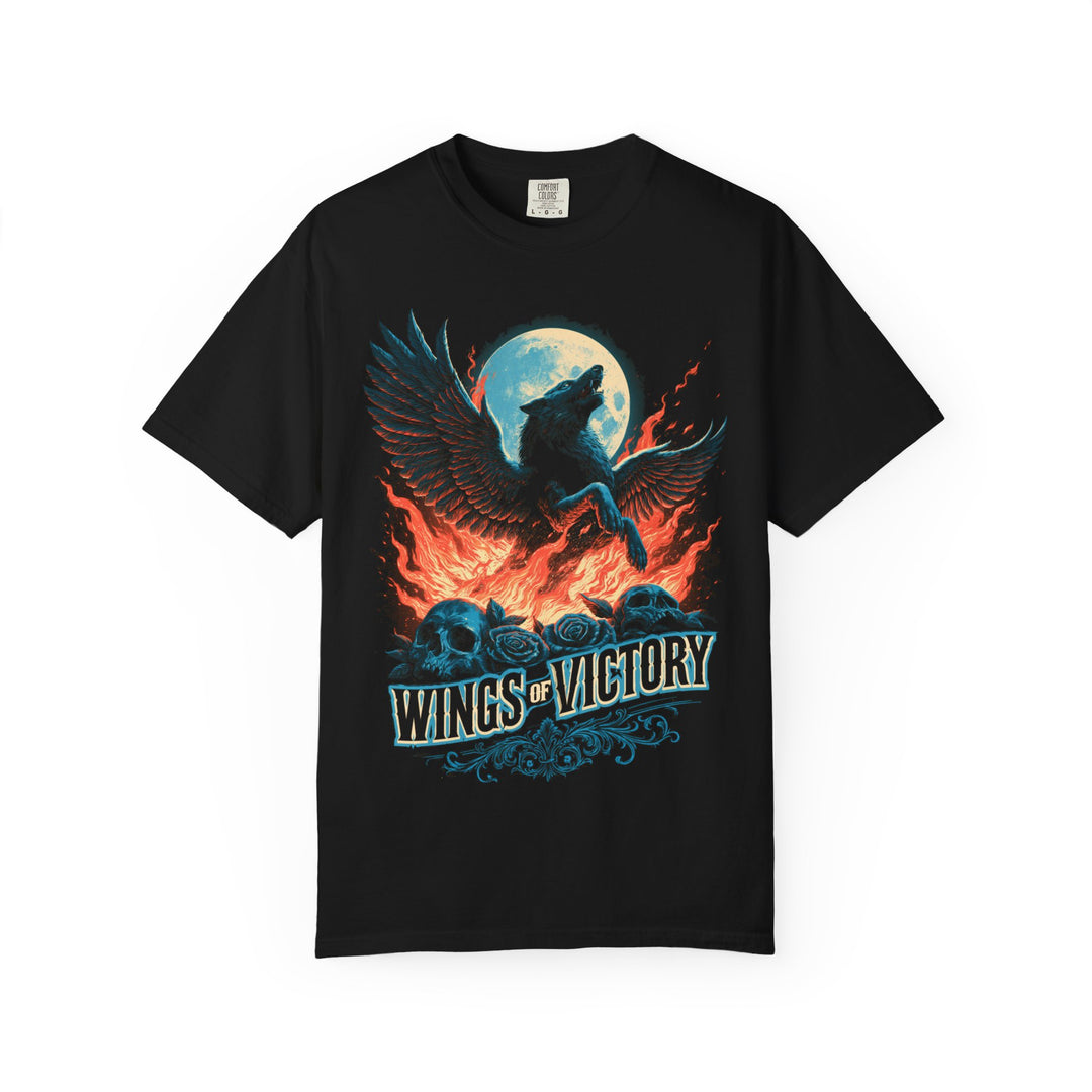 Wings of Victory Phoenix &amp; Wolf Moon Mens WUNDERLAND Vibes Short Sleeve Tee