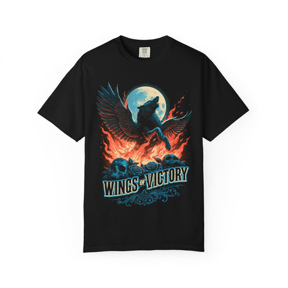 Wings of Victory Phoenix & Wolf Moon Mens WUNDERLAND Vibes Short Sleeve Tee
