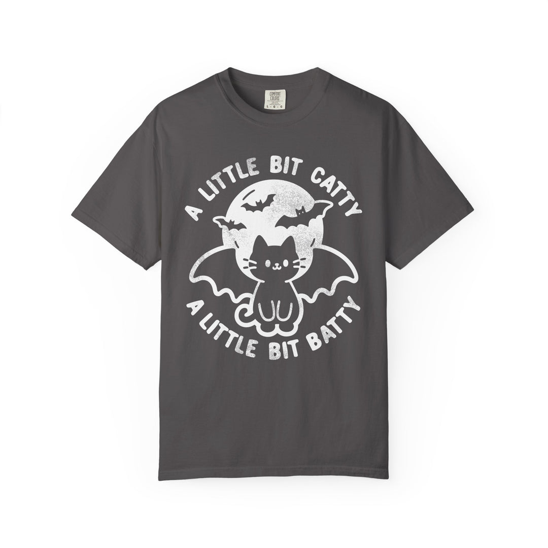 A Little Bit Batty A Little Bit Catty Womens WUNDERLAND Backyard Dept Halloween Booteek Short Sleeve Tee