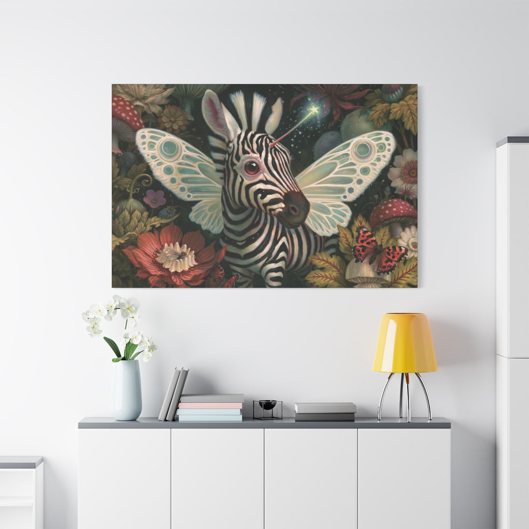 Mystical Zebra Butterfly Canvas Wall Art