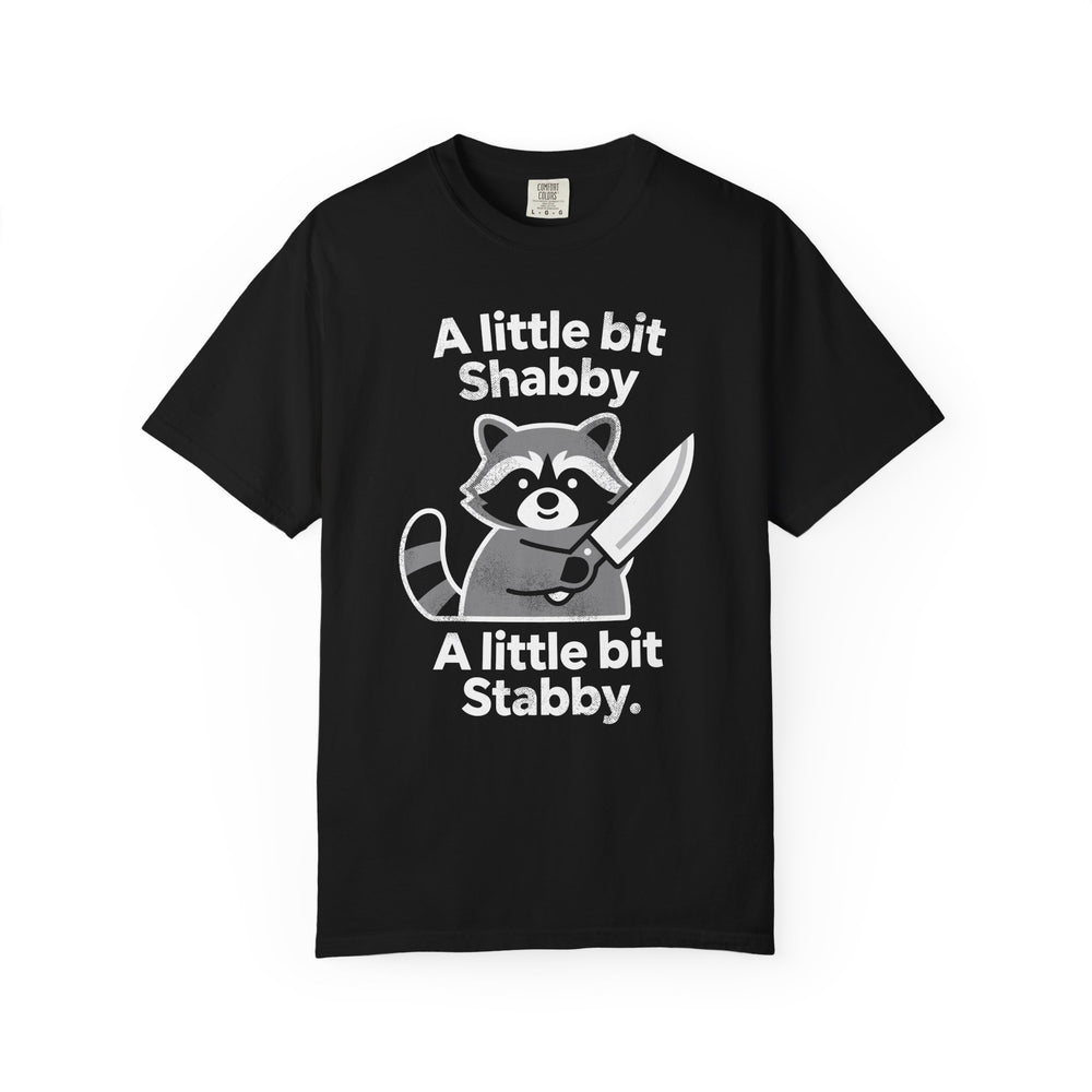 A Little Bit Shabby A Little Bit Stabby Raccoon Womens WUNDERLAND Backyard Dept Halloween Booteek Short Sleeve Tee