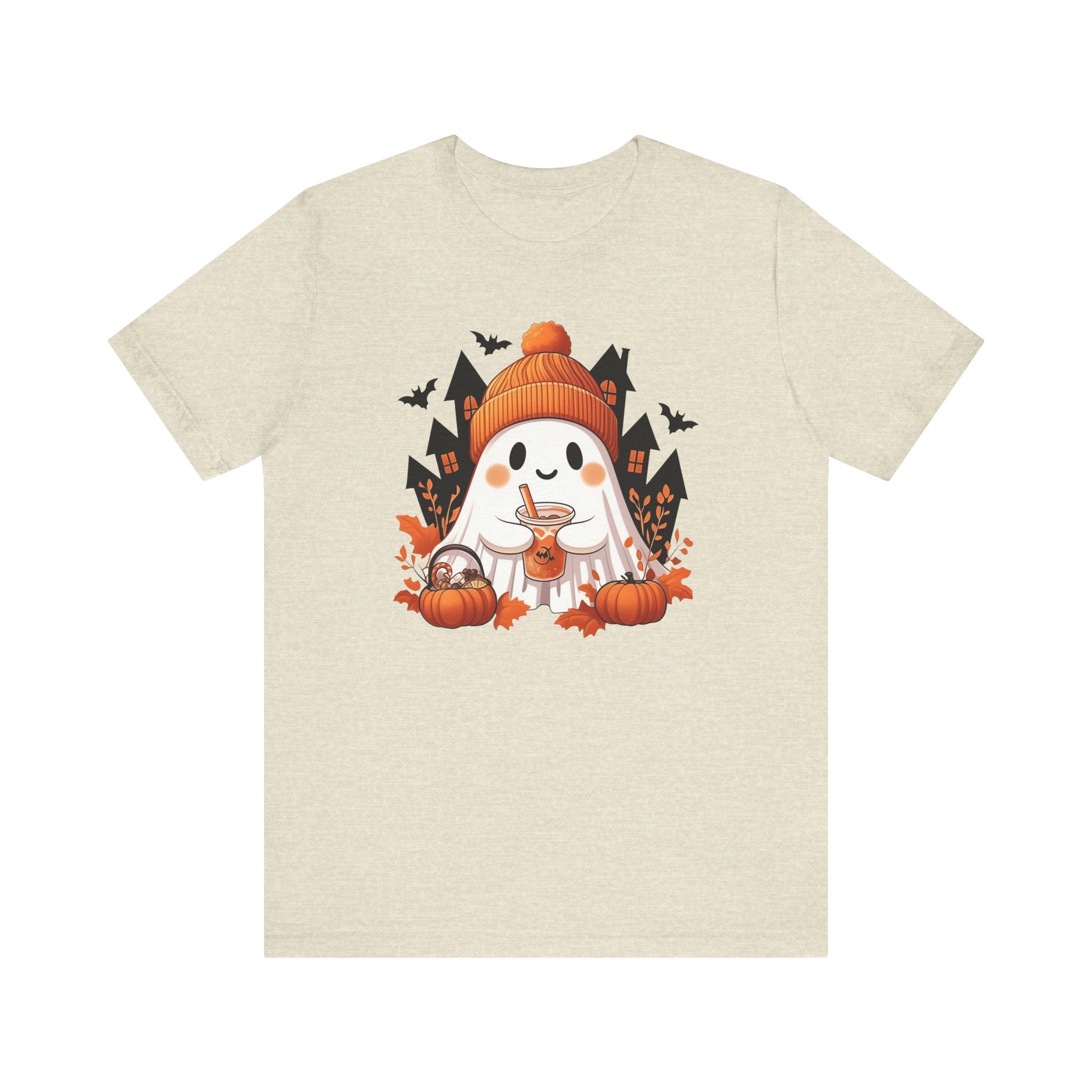 Pumpkin Spice Ghost Womens Halloween Booteek Jersey Short Sleeve Tee