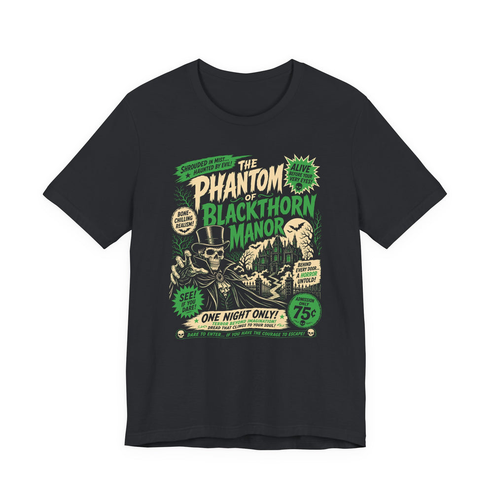 Phantom of Blackthorn Manor Horror Poster Men's Halloween Classic Fit Tee
