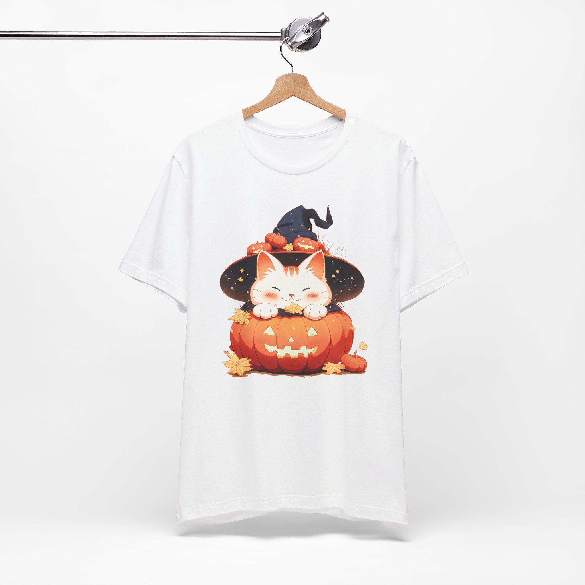 Cute Kitty Pumpkin Witch Womens Halloween Booteek Jersey Short Sleeve Tee