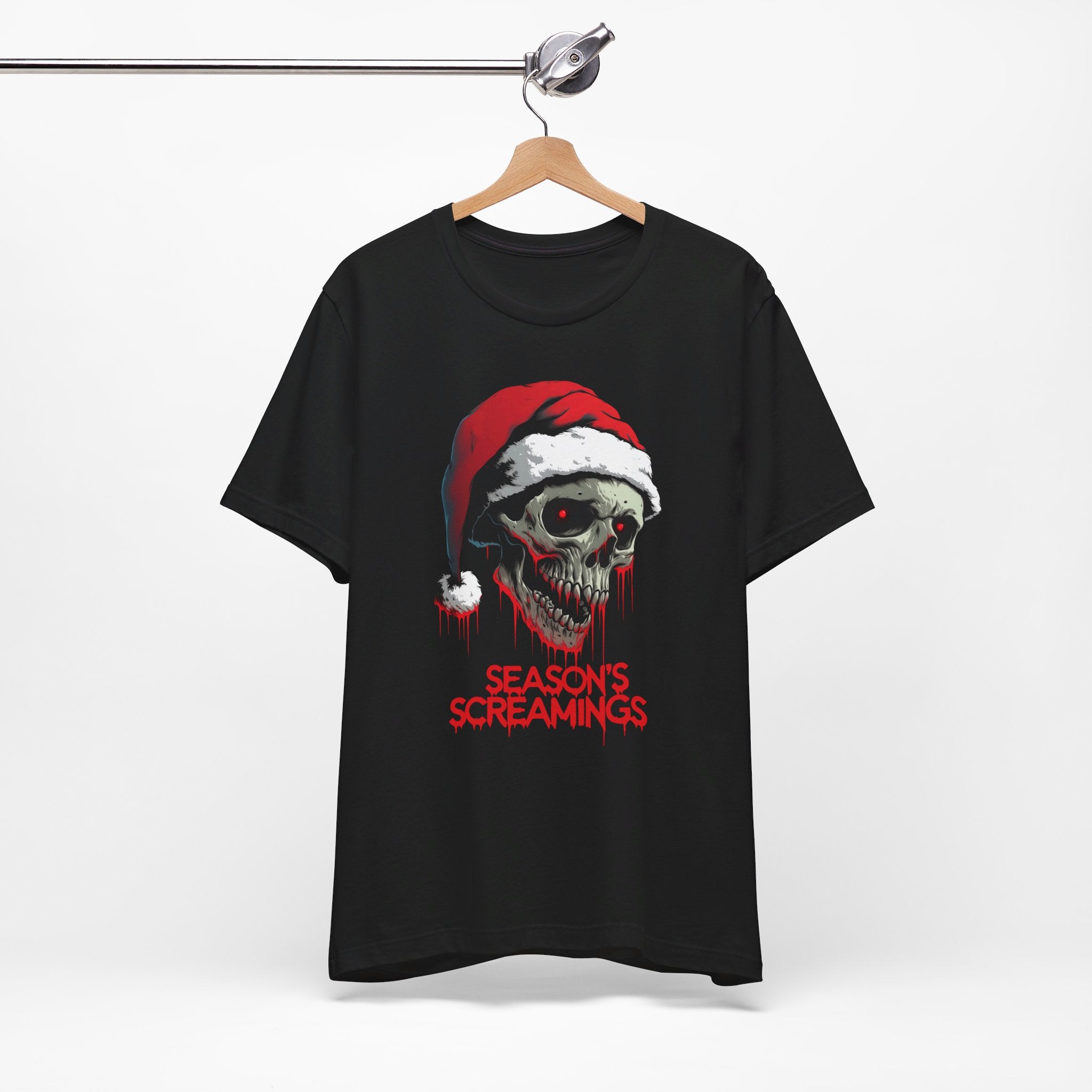 Season's Screamings Santa Skull Mens Halloween Booteek Jersey Short Sleeve Tee