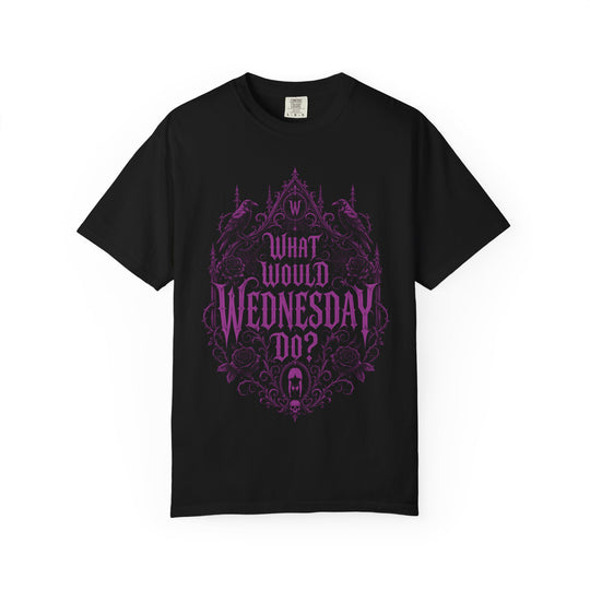 What Would Wednesday Do? Womens WUNDERLAND Halloween Booteek Short Sleeve Tee