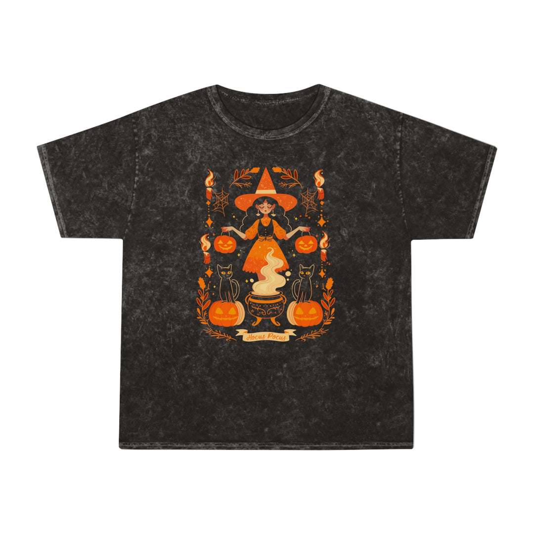 Hocus Pocus Folk Witch Womens Halloween Booteek Mineral Wash T-Shirt