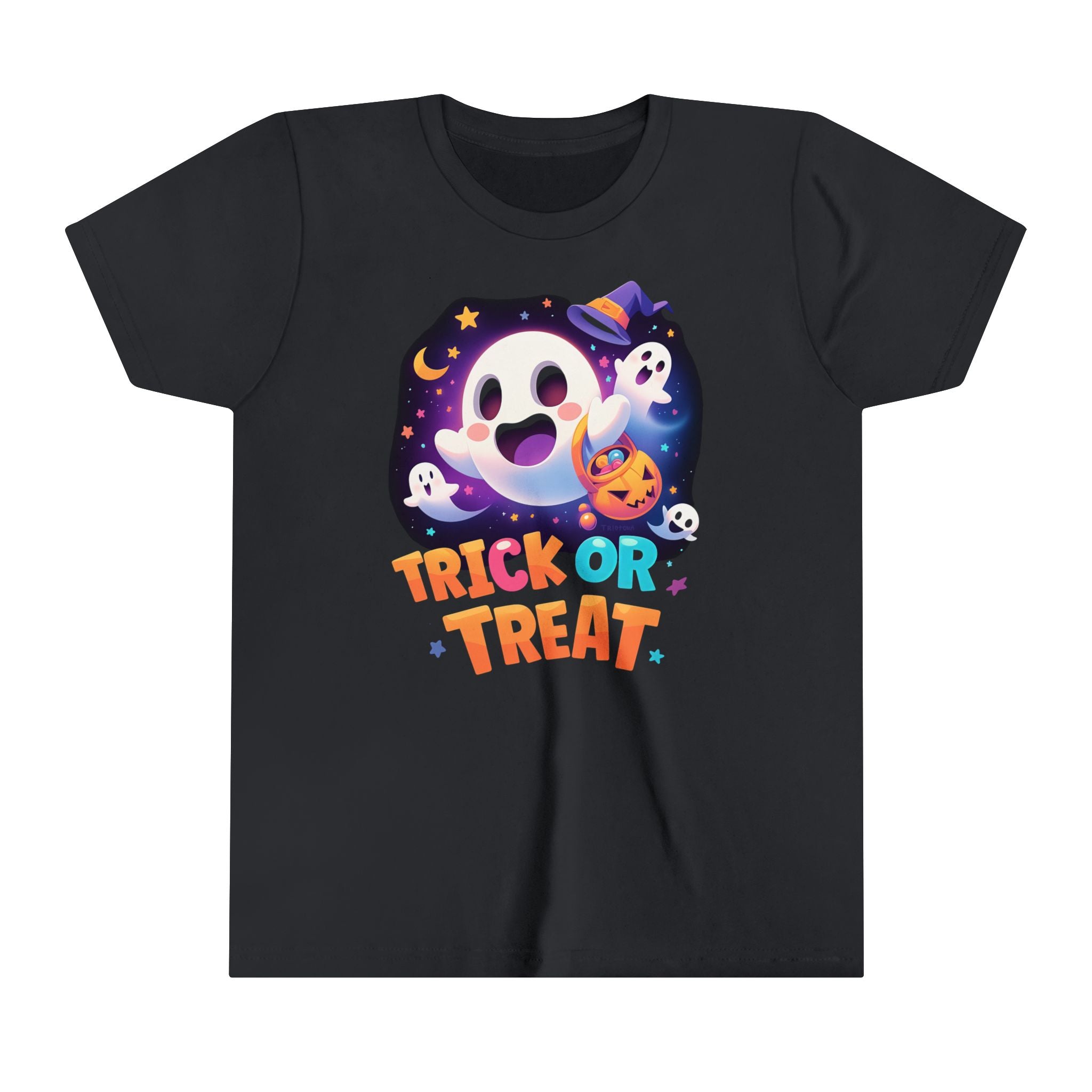 Trick or Treat Candy Ghost Girls Halloween Short Sleeve Tee