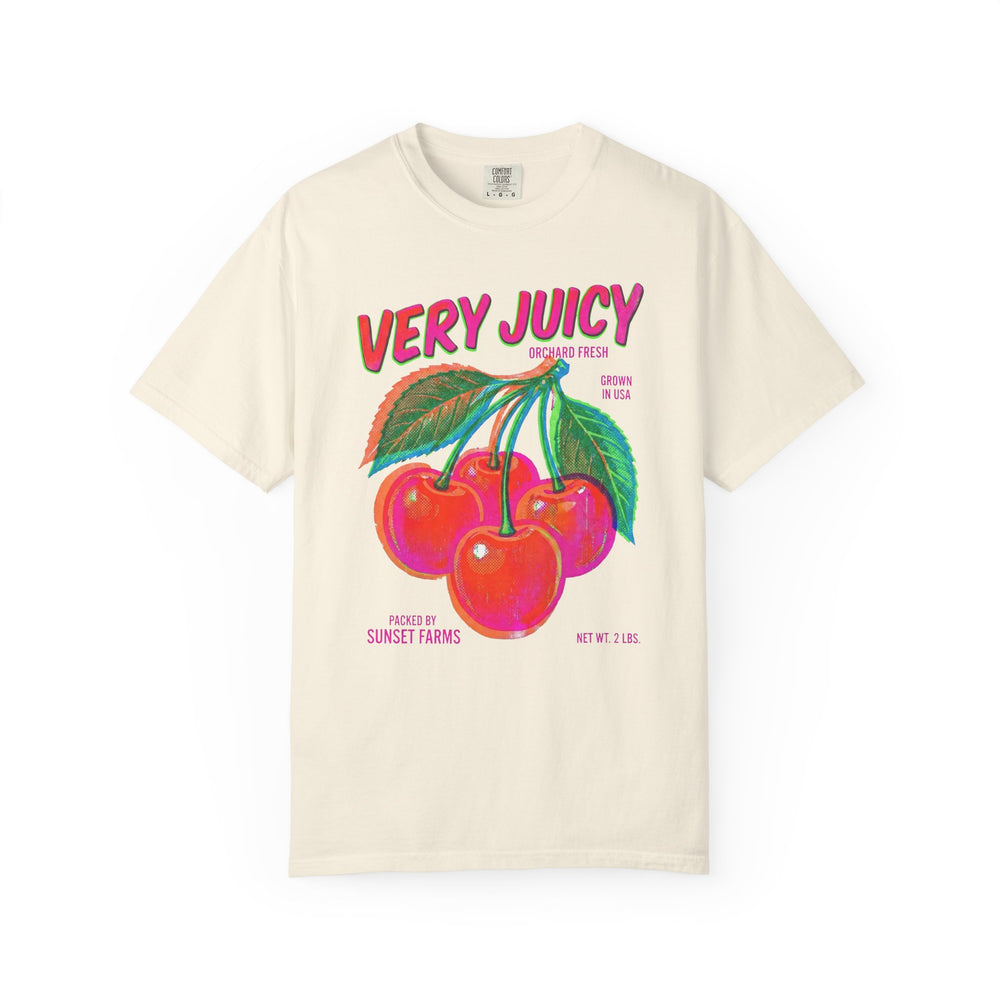 Very Juicy Cherries Womens L'Atomique Relaxed Fit Comfort Colors Graphic Tee