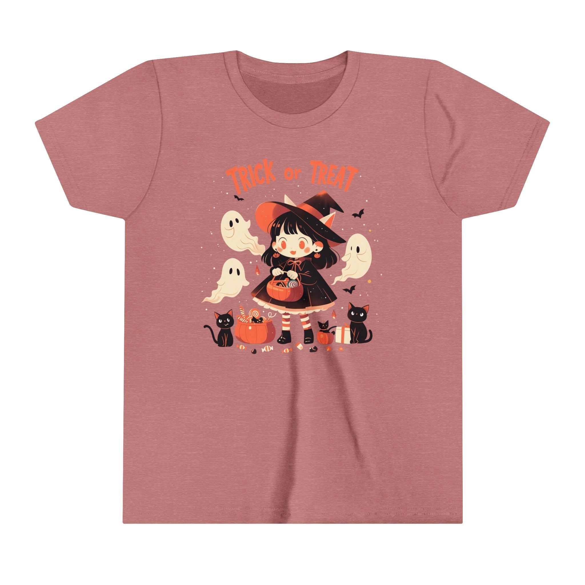 Trick Or Treat Candy Witch Girls Halloween Short Sleeve Tee