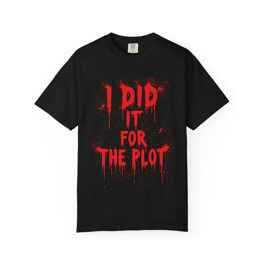 I Did It For The Plot Mens WUNDERLAND Halloween Booteek Short Sleeve Tee