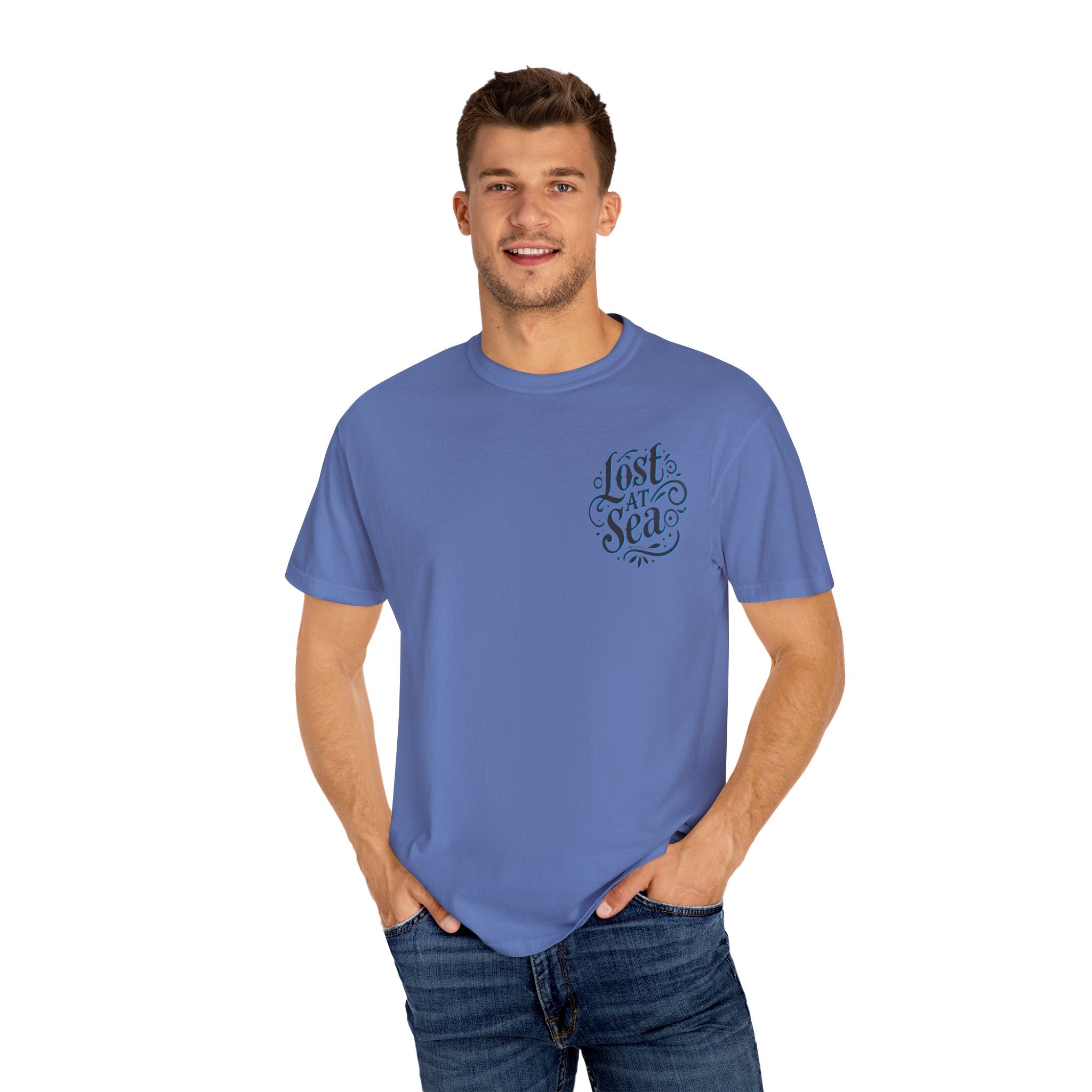 LOST AT SEA NAUTICAL COMPASS SKULLS Mens AQUA VIDA Short Sleeve Tee
