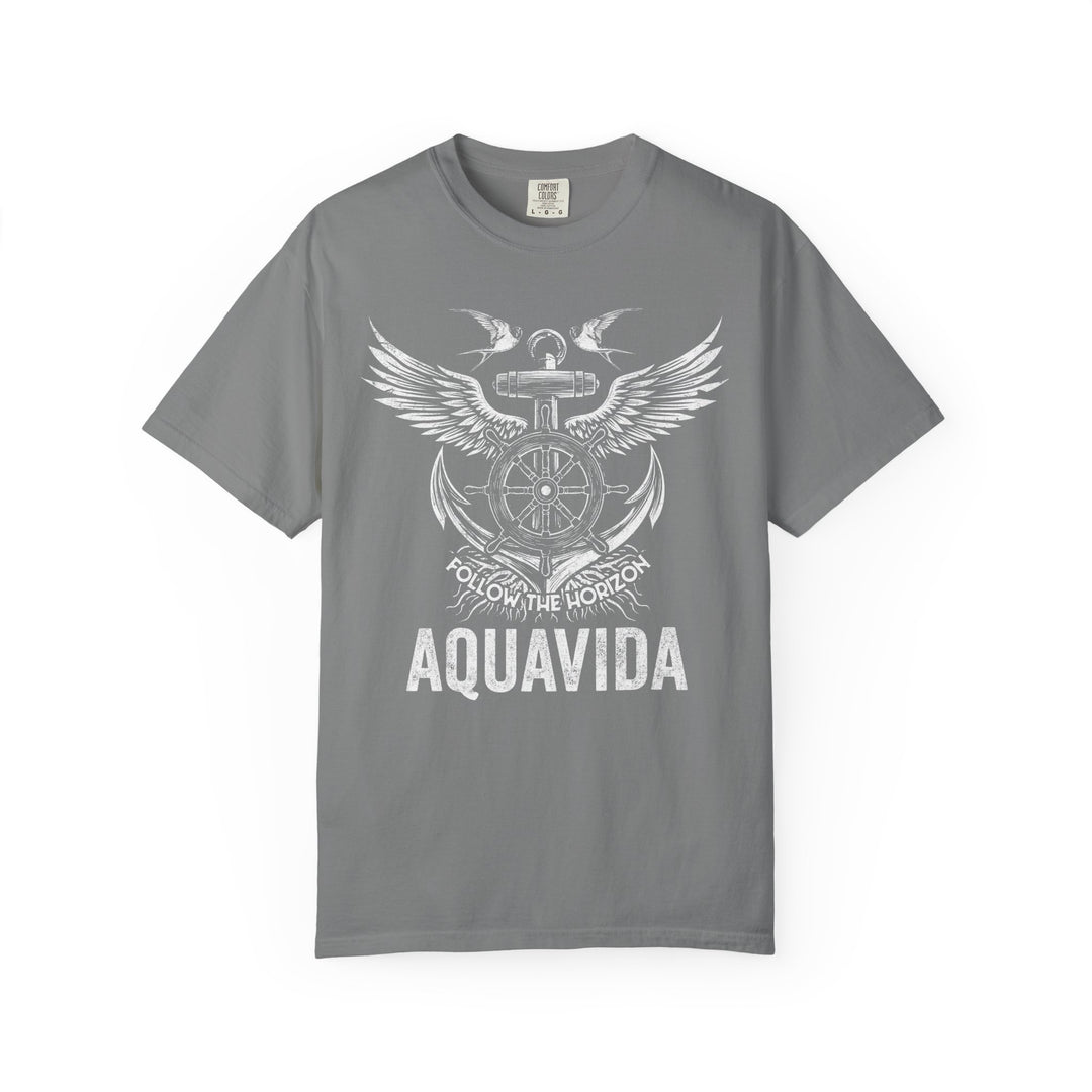Follow The Horizon Winged Anchor Mens AQUA VIDA Short Sleeve Tee