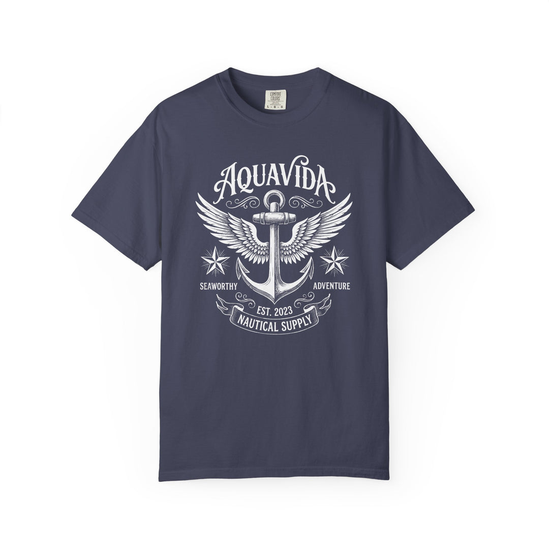 Nautical Winged Anchor Mens AQUA VIDA Short Sleeve Tee