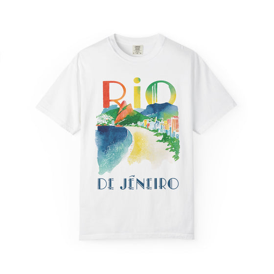 Rio De Jeneiro Watercolor Beach Womens L'Atomique Relaxed Fit Comfort Colors Graphic Tee