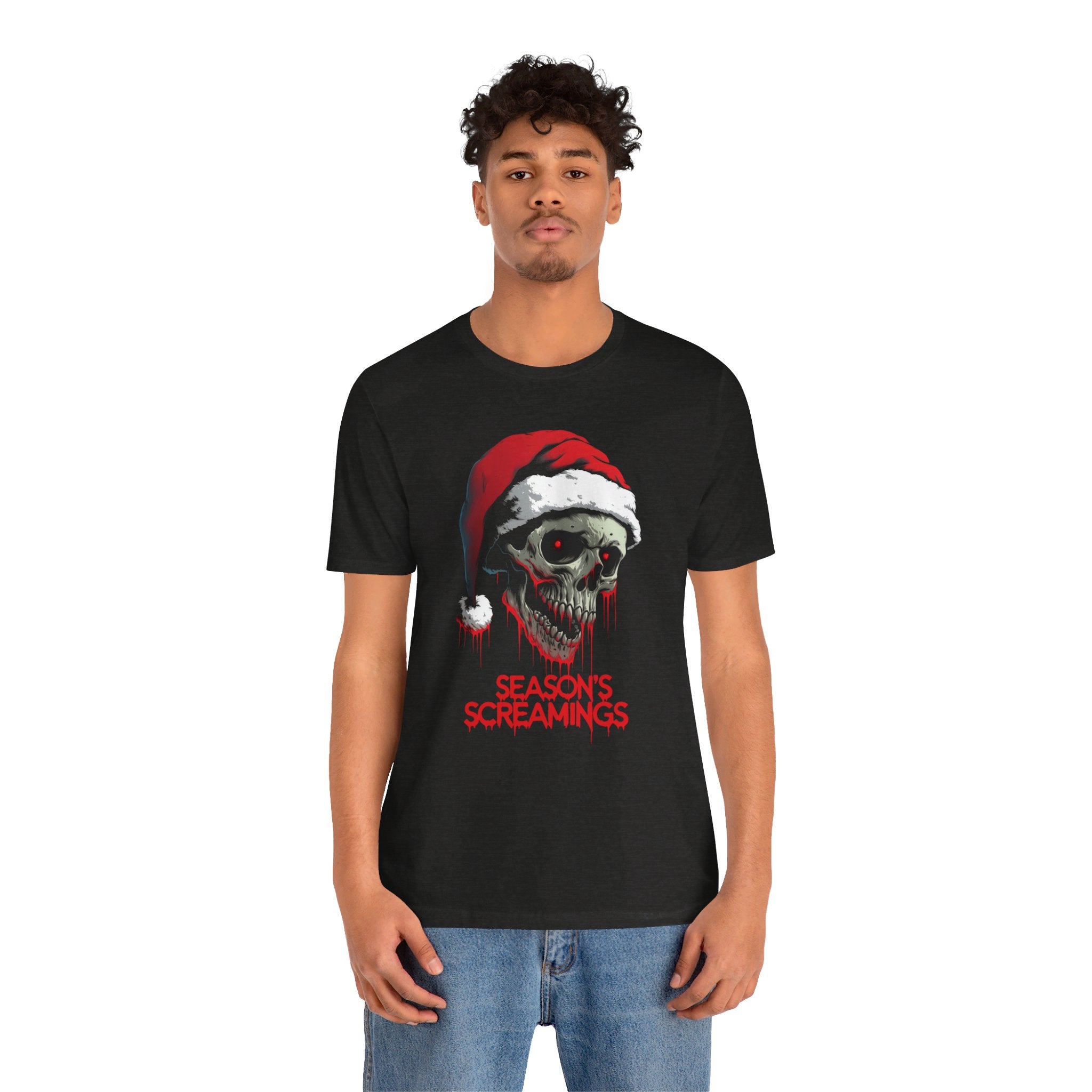 Season's Screamings Santa Skull Mens Halloween Booteek Jersey Short Sleeve Tee