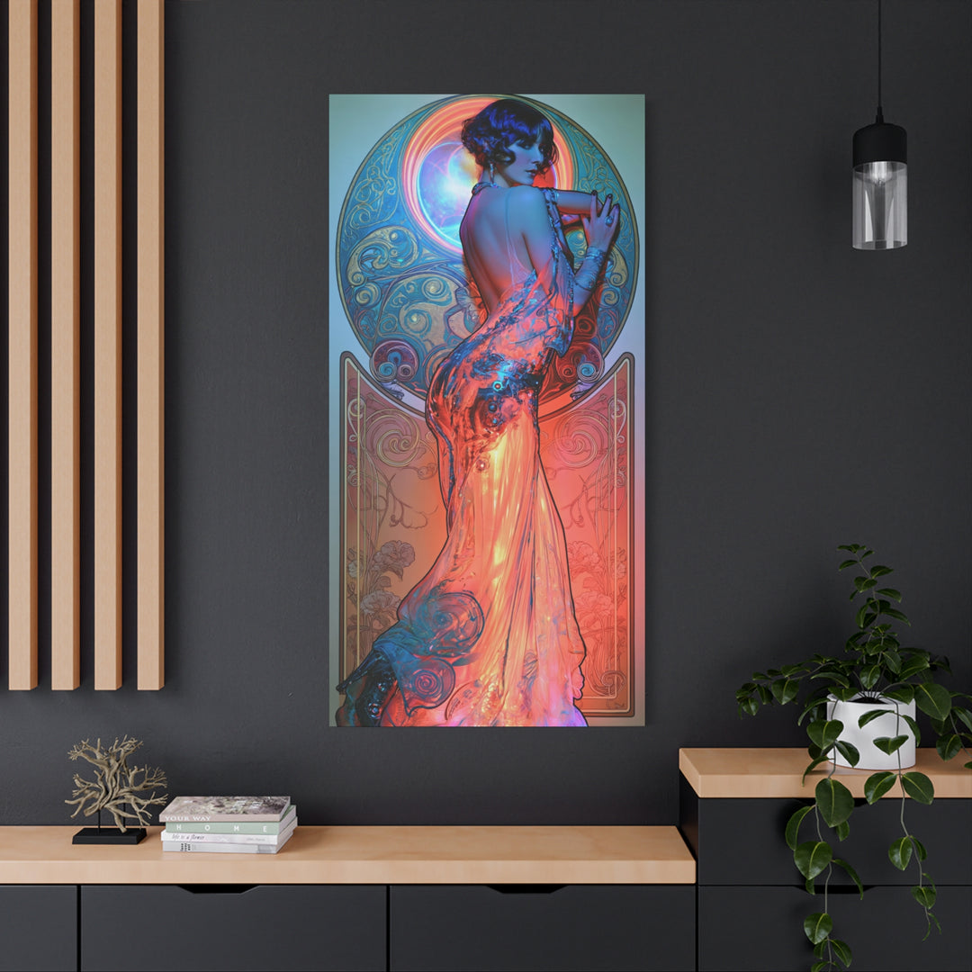 Art Nouveau Canvas Print — Elegant Femme Fatale Stretched Wall Art
