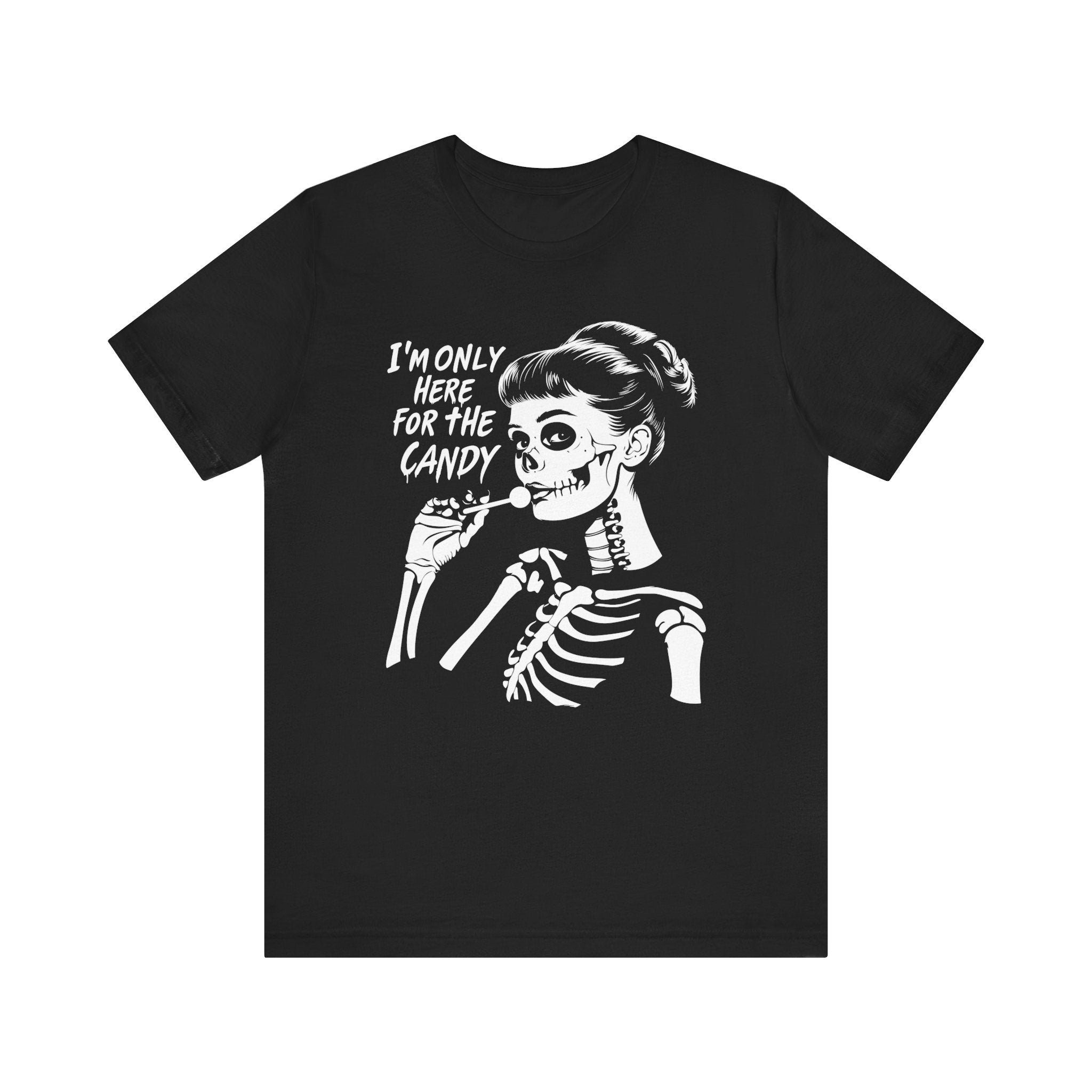 I’m Only Here For The Candy Womens Halloween Booteek Jersey Short Sleeve Tee